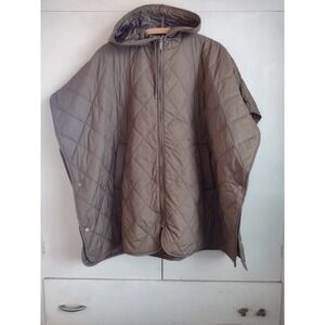 Zella Quilted Vest Poncho Jacket Longline Brown Tan Coat One Size Athleisure